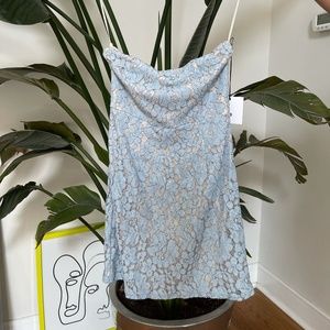 Blue Lace Strapless Dress, Designer | by the way.